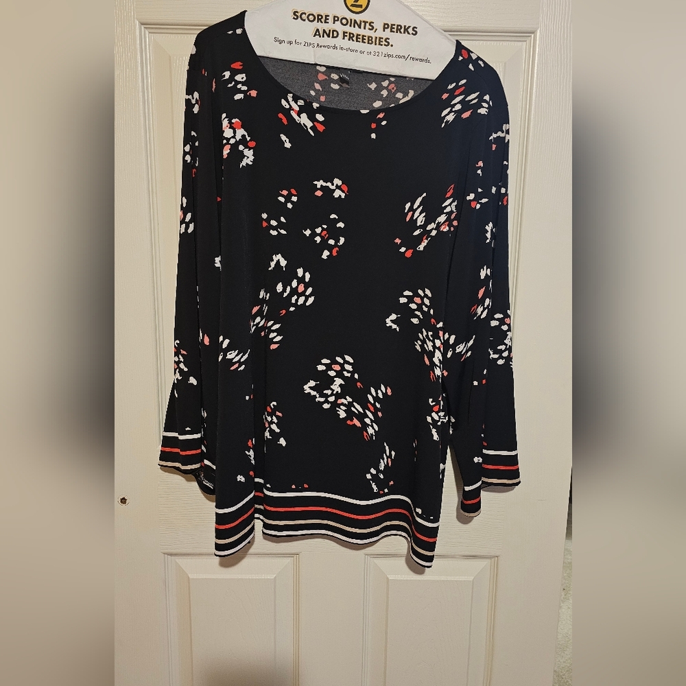 The Limited Black Red White Patterned Women's Top Sz XL